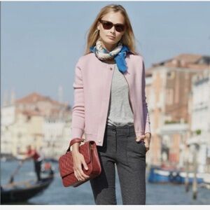 Vintage J. Crew Light Pink Merino Wool zipped Cardigan